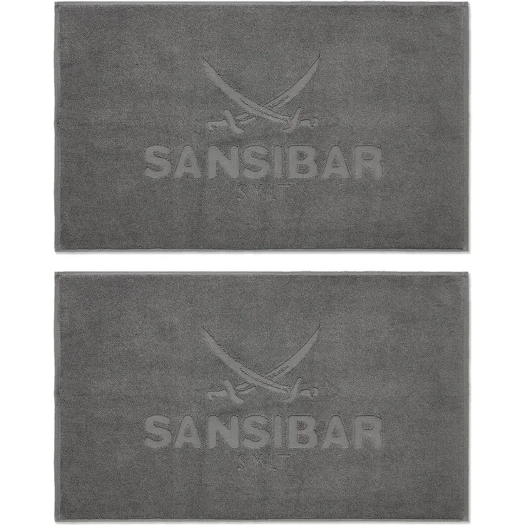 Sansibar Sylt Badematte 2er Set Sansibar Badvorleger, 50x80 cm, Hochtiefprägung, Rückseite hat keine rutschhemmende Beschichtung, hautfreundlich, pflegeleicht, fußbodenheizungsgeeignet, strapazierfähig, schwere Qualität, beste Saugfähigkeit, Baumwolle,...