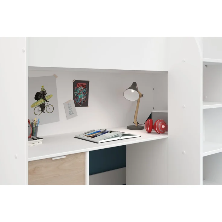 Parisot Hochbett Tom mit Schreibtisch, Schubkästen & Schrank – Bild 10