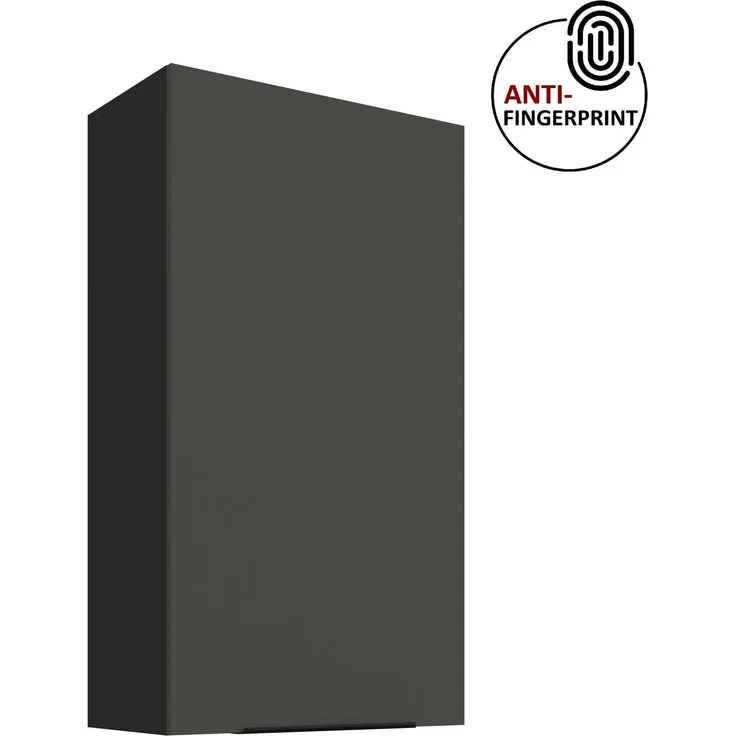 Küchen Hängeschrank 60 cm - Höhe 90 cm ARIA Graphite ultra matt + Schwarz matt, hochwertige Fronten mit Anti Fingerprint Beschichtung Küchenzeile Küchenblock – Bild 1