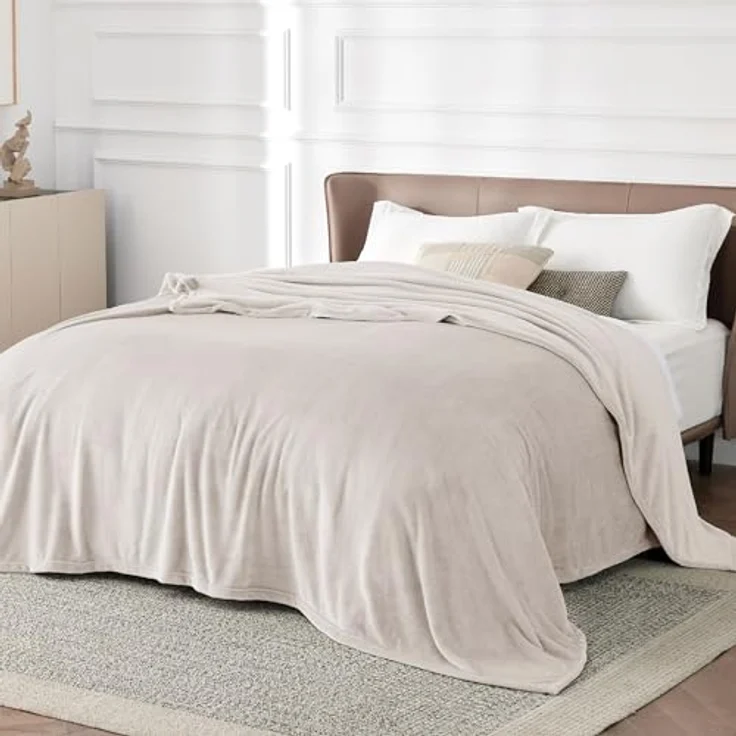 BEDSURE Kuscheldecke Flauschig Decke Fleecedecke - Wohndecke Warm Winter Weich, Sofadecke XXL, Decke Couch Blanket, Kuscheldecke Große, Wohn- & Kuscheldecken 220x240 cm, Sofa überwurfdecke Beige – Bild 3