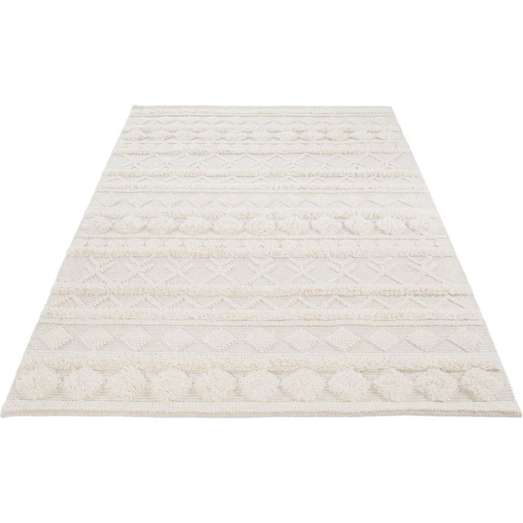 LUXOR living Wollteppich Hägga, rechteckig, Höhe: 15 mm, Handweb Teppich, reine Wolle, handgewebt, Hoch-Tief Struktur – Bild 1