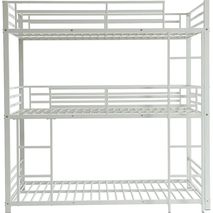 Vente-unique - Etagenbett - 3 Personen - 3 x 90 x 190 cm - Metall - Weiß - ELOUAN III – Bild 4