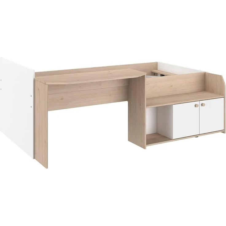 Vente-unique - MIVONA Bett Holz, Platte BeigeWeiß - B 203 cm x H 75,2 cm x L 136 cm – Bild 4