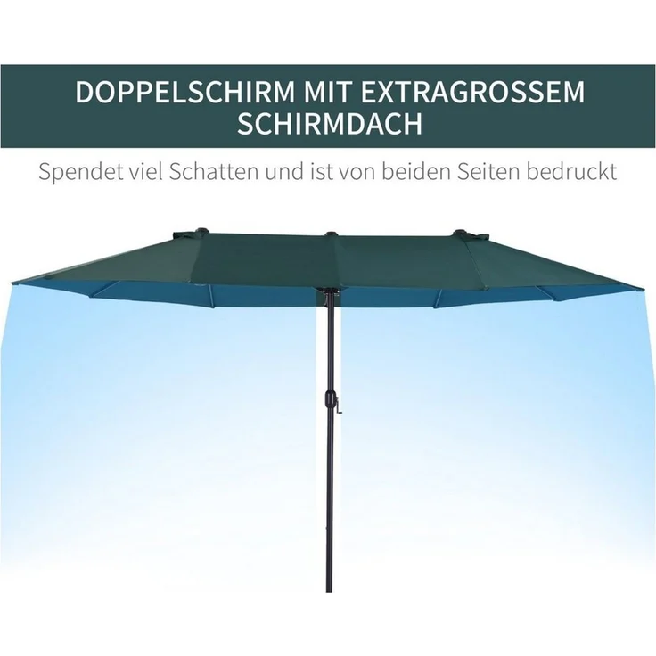 Outsunny Sonnenschirm Terrassenschirm mit Schirmständer Handkurbel, LxB: 460x270 cm, Doppelsonnenschirm, Gartenschirm, ohne Schirmständer – Bild 3
