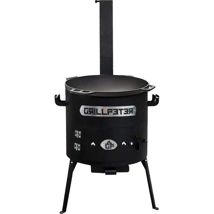 Grillpeter Utschak Set Asamat schwarz, Kazan 15 Liter Gusseisen Pfannendeckel – Bild 2