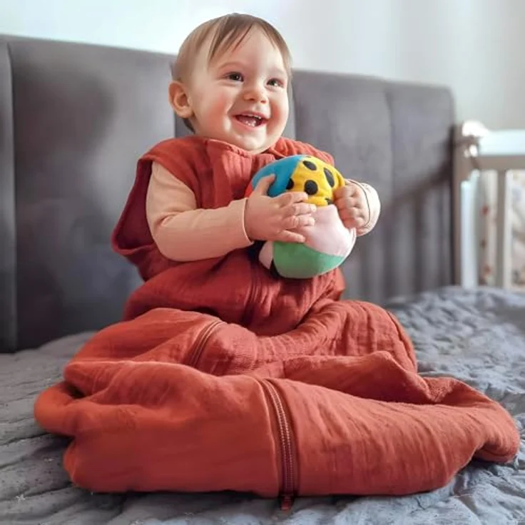 Makian Musselin-Schlafsack, Terracotta, 100 cm, atmungsaktiv und Oeko-Tex Standard 100 zertifiziert – Bild 8