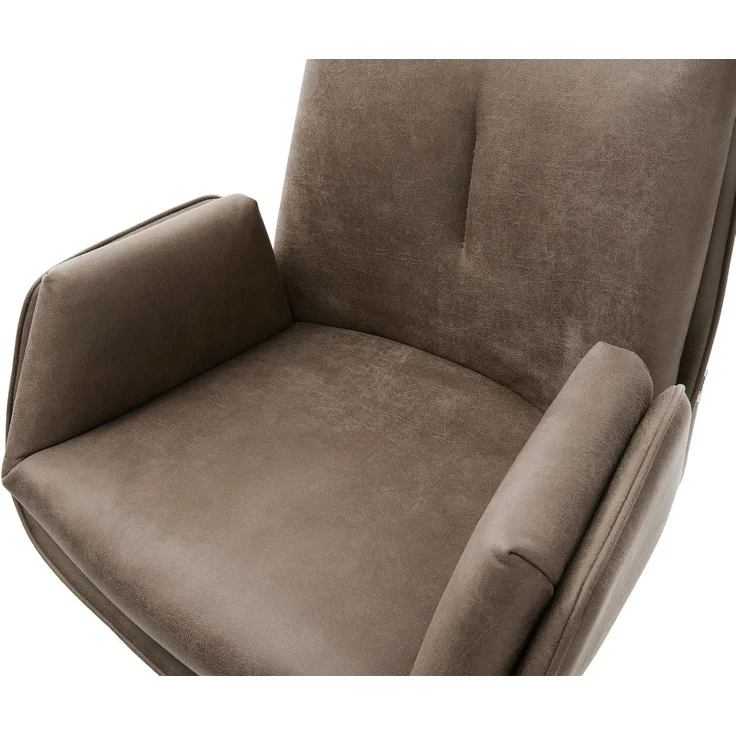 Barstuhl Clea-Flex Mikrofaser Taupe Vintage Kufengestell Edelstahl Silberfarben – Bild 5