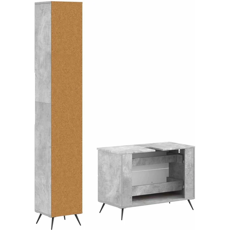 vidaXL 2-teiliges Badezimmer Schrank Set BREDA Betongrau Holzwerkstoff 3417561 – Bild 5