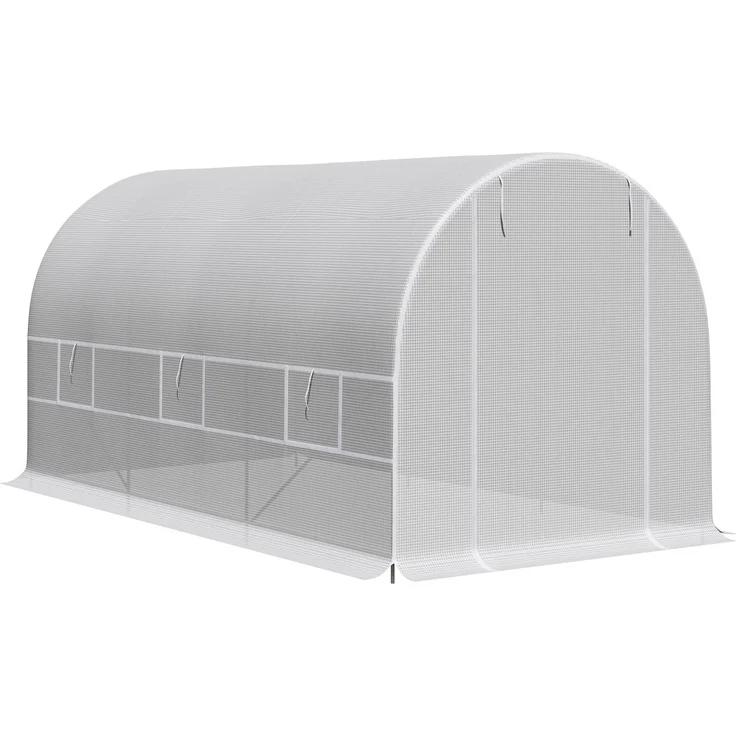 4x2x2m Tunnel-Gartengewächshaus mit Stahlkonstruktion und weißer Polyethylenfolie, 400.0×200.0×200.0cm, Weiß, MELAYR – Bild 2