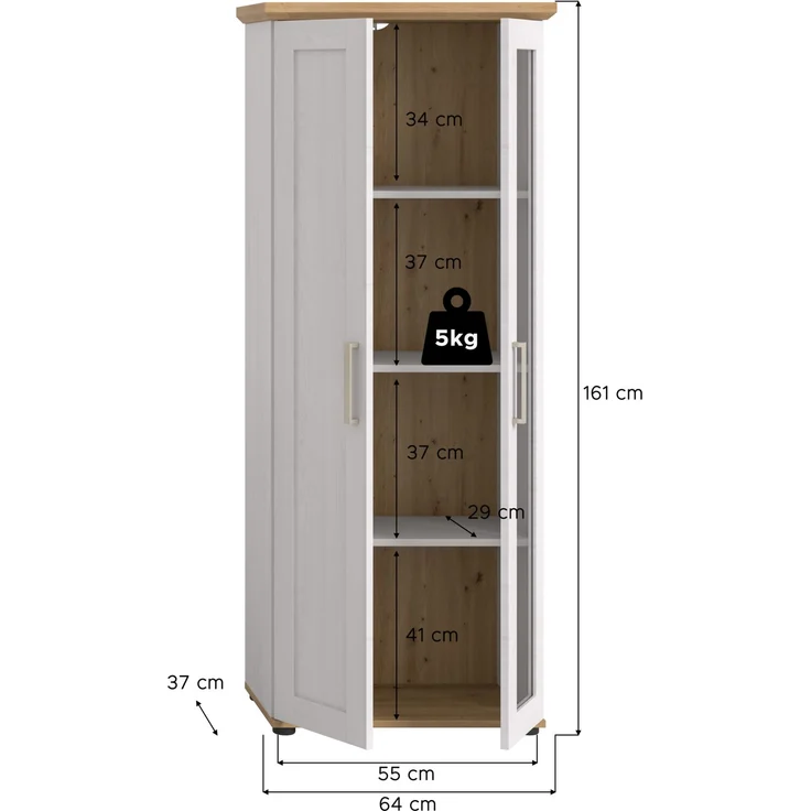 Vitrine (B/H/T: 64x161x37 cm) in Sibiu Lärche Nachbildung