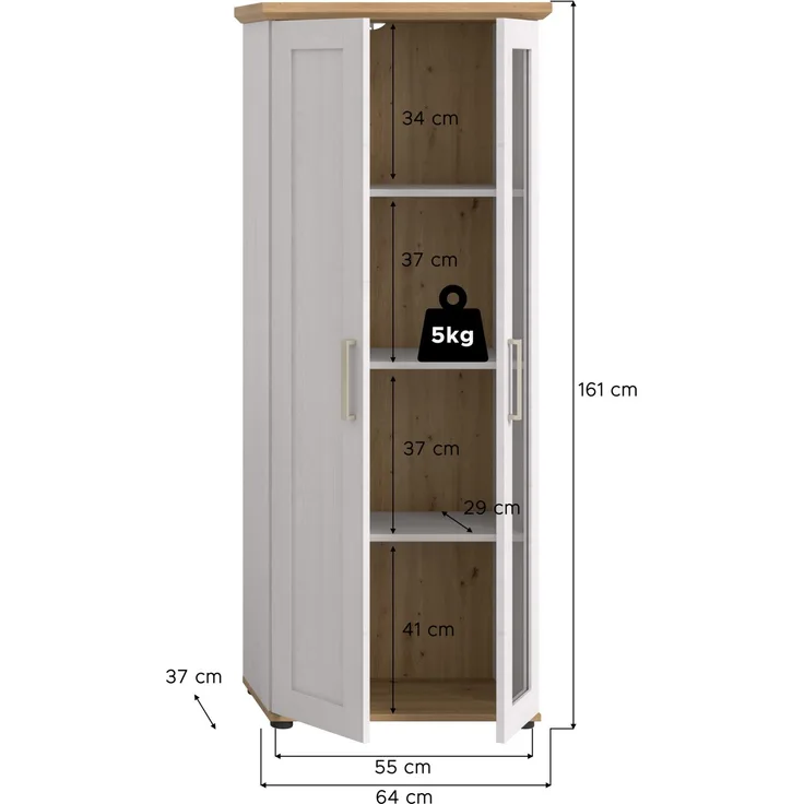 Vitrine (B/H/T: 64x161x37 cm) in Sibiu Lärche Nachbildung