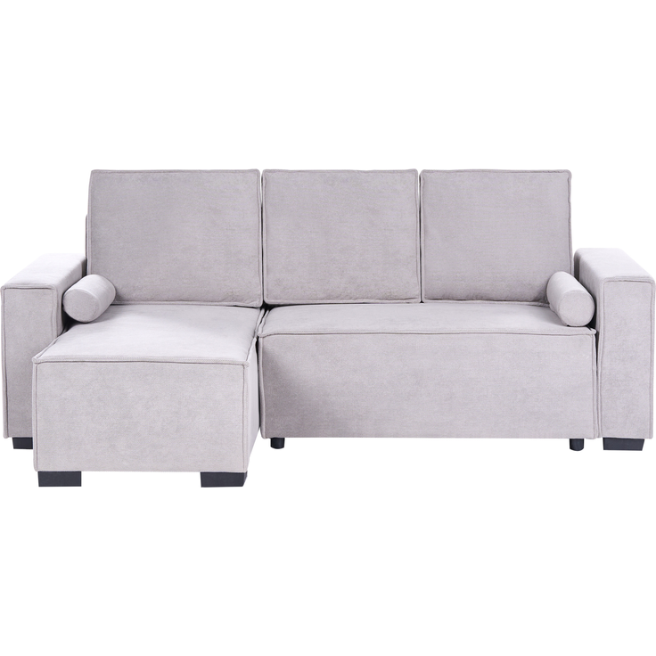 Eckschlafsofa 3-Sitzer EDANE Stoff Grau mit Stauraum rechtsseitig