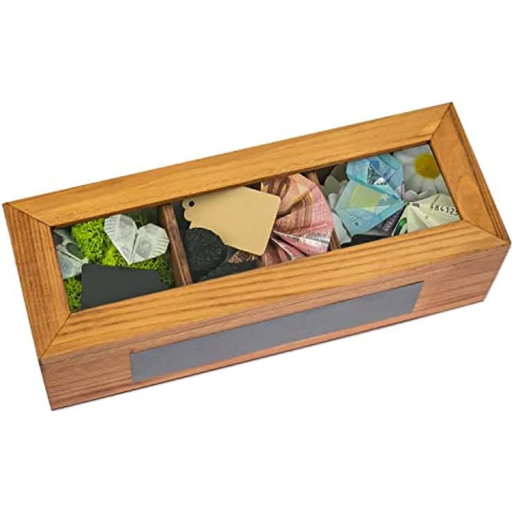 SURPRISA Geschenkbox Schotter-Schatulle Geldgeschenk, aus Pinienholz, 3 Fächer, Geschenk zur Hochzeit, Geburtstag usw. – Bild 3