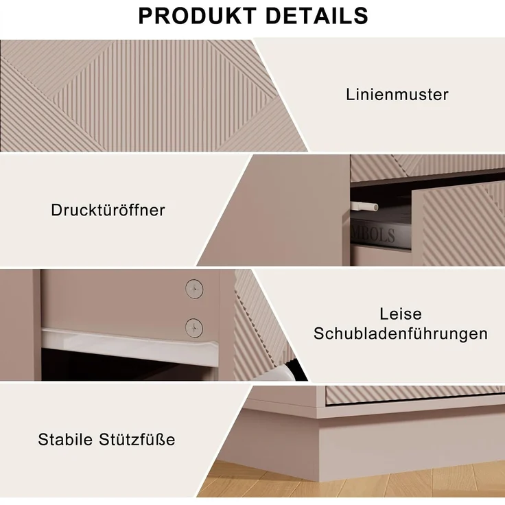 UEV Kommode mit 5 Schubladen, Kommodenschrank Sideboard schmal (Moka), Sideboard Schubladenschrank Push to Open, Mehrzweckschrank für Wohnzimmer Schlafzimmer Flur Büro 60x33,5x94cm--Mokka--60x33.5x94cm--YOUDENOVA – Bild 5
