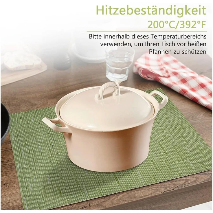 TUWENA Platzset Tischsets Abwaschbar 6er Set, Rutschfest Hitzebeständig Platzdeckchen, Vinyl Platzdeckchen für Küche Speisetisch Hotel, Platzmatten 30x43.5cm – Bild 3