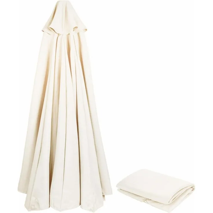 NAFGQIY Sonnenschirm Ersatzbezug 330cm 8 Streben Beige/Khaki/Anthrazit - UV Schutz 80, Windfest, Stabil für Terrasse & Garten