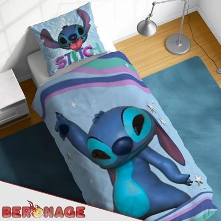 BERONAGE Wendebettwäsche Lilo & Stitch Bettwäsche Angel & Stitch Linon / Renforcé, Baumwolle, 2 teilig, 135x200 + 80x80 cm – Bild 4