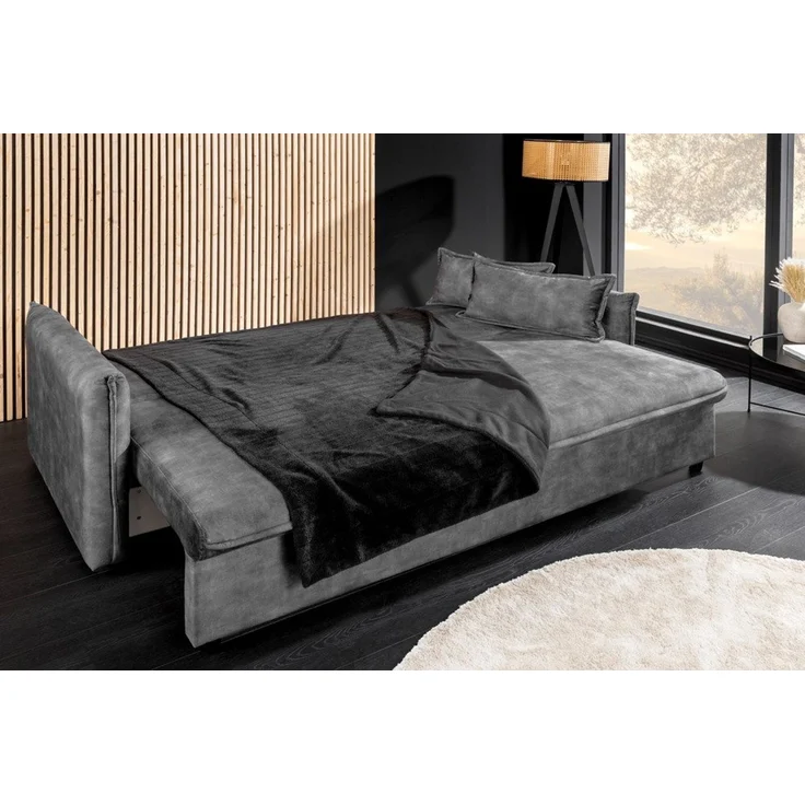 riess-ambiente Schlafsofa APARTMENT 215cm beige · Samt, inkl. Kissen, inklusive Bettkasten, Einzelartikel 1 Teile, 3-Sitzer-Couch mit Bettfunktion - ideal für Wohn- oder Gästezimmer – Bild 4