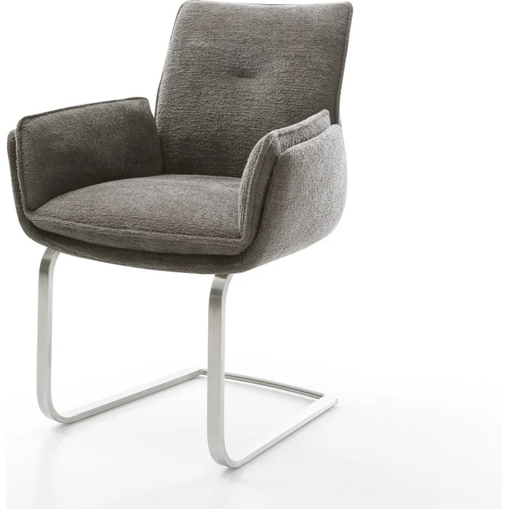 Freischwinger Nela-Flex Bouclé Soft Schlamm Freischwinger flach Edelstahl – Bild 1