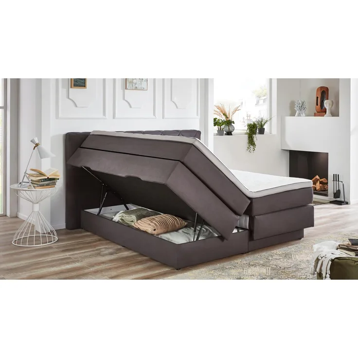 Boxspringbett MARILLO anthrazit 7-Zonen TFK wendbar H2/H3 180x200