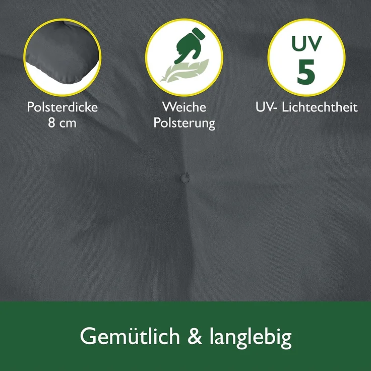 Beautissu Hollywoodschaukel Auflagenset Flair HS Graphitgrau – Bild 3