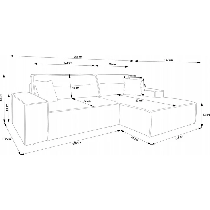 Selsey 'Farese New' Ecksofa mit Cordbezug, Schlaffunktion und Stauraum, Schwarz, links – Bild 5