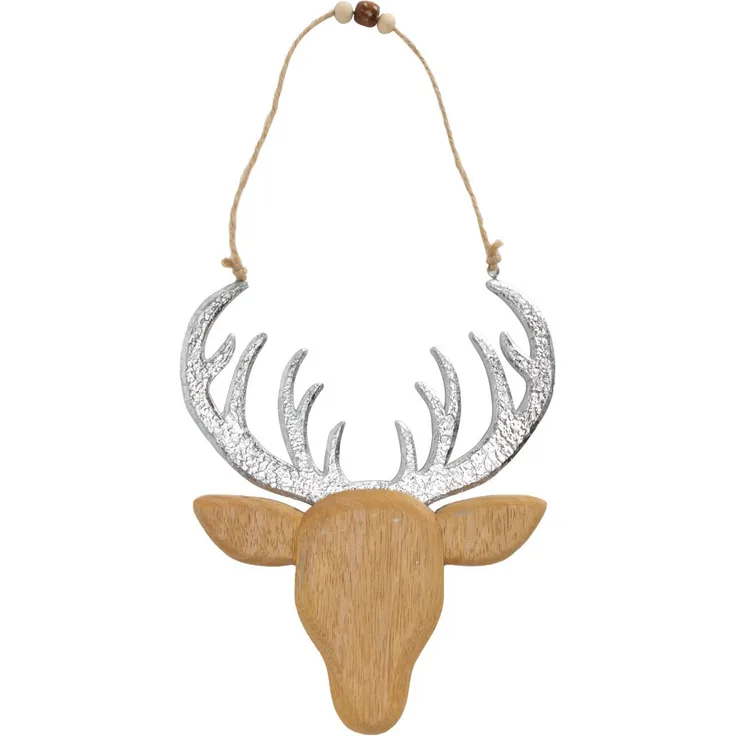 TrendLine Deko Rentierkopf aus Holz zum Hängen 36 cm Dekofigur Weihnachten Xmas