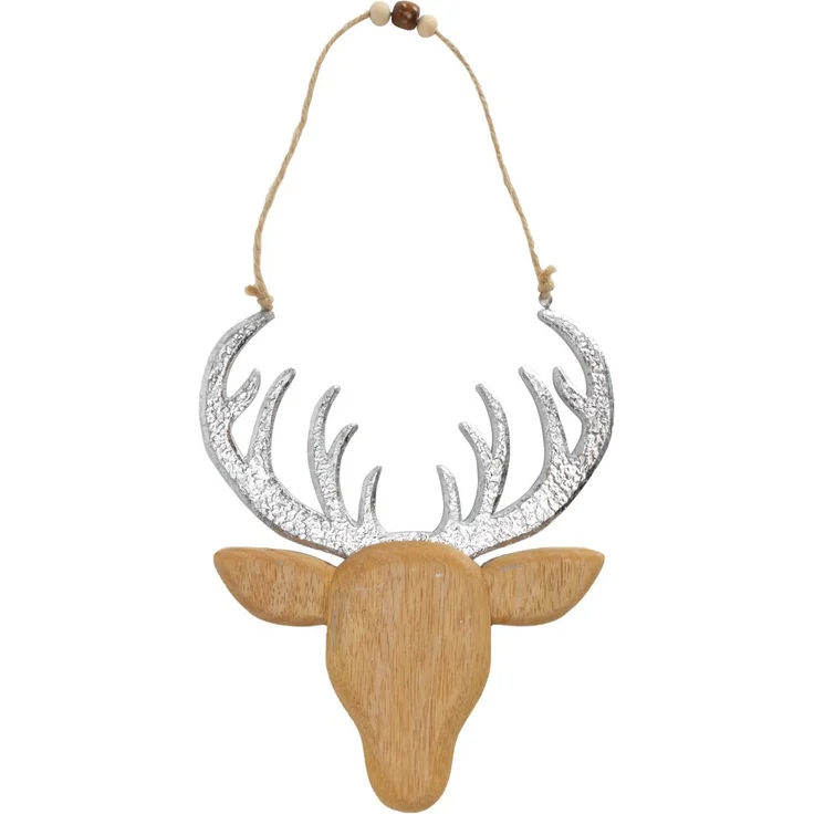 TrendLine Deko Rentierkopf aus Holz zum Hängen 36 cm Dekofigur Weihnachten Xmas