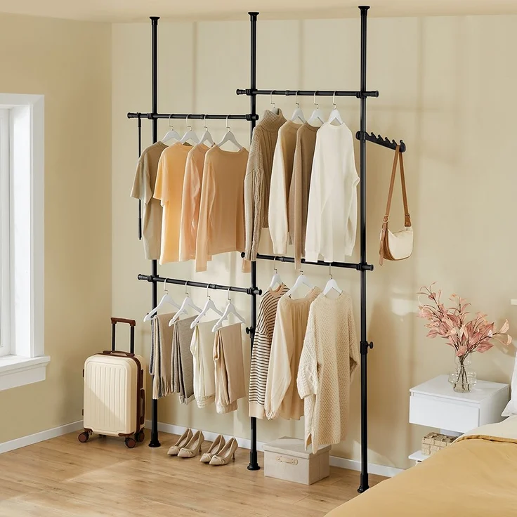 SoBuy KLS03-II-SCH Garderobenständer, Metall, Pulverbeschichtung, Schwarz, 62 x 200 x 75 cm – Bild 4