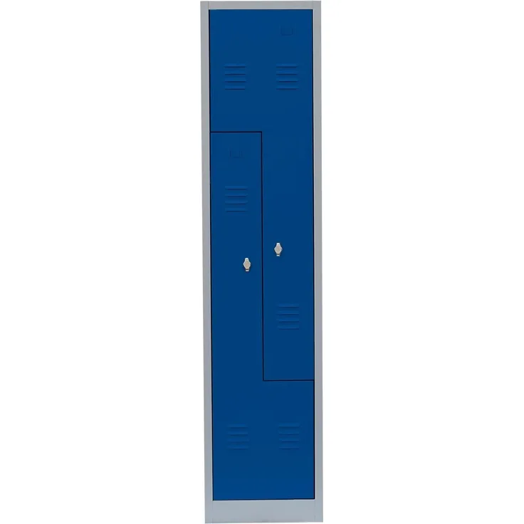 2er Z-Spind Umkleideschrank Stahl Kleiderschrank Garderobenschrank Lichtgrau/Blau (H x B x T): 180 x 41,5 x 50 cm / 525101