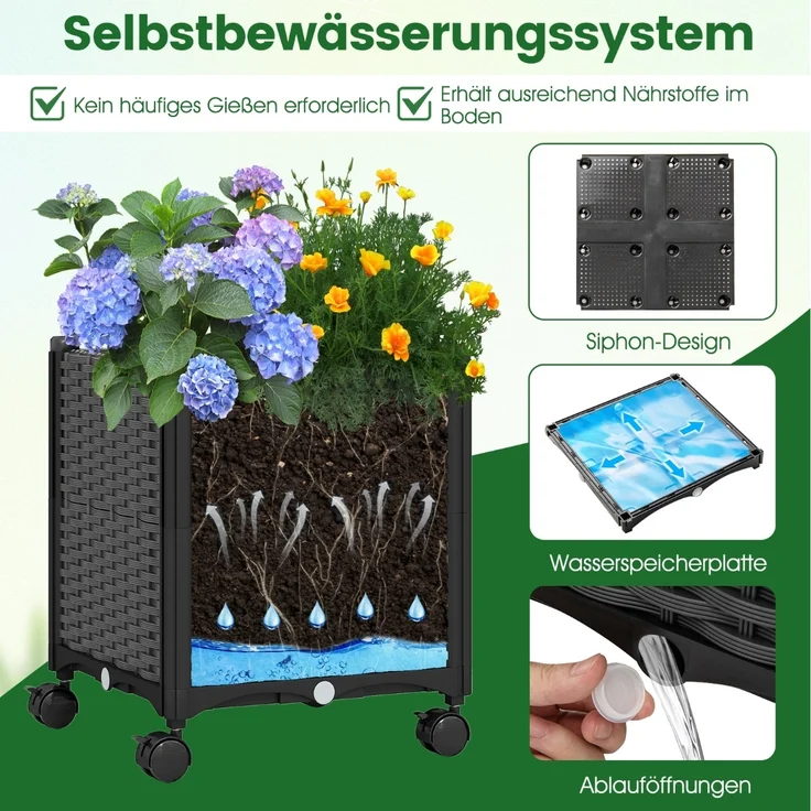 2 in 1 Rosenbogen mit Blumenkasten Gartenbogen aus Metall & PP Spalier Rankbogen Grau – Bild 4