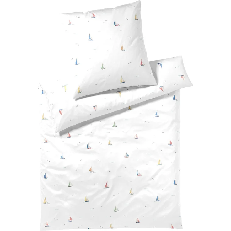 Elegante Mako Satin Bettwäsche Sail Away 24576-0 Segelboot 135x200 – Bild 1