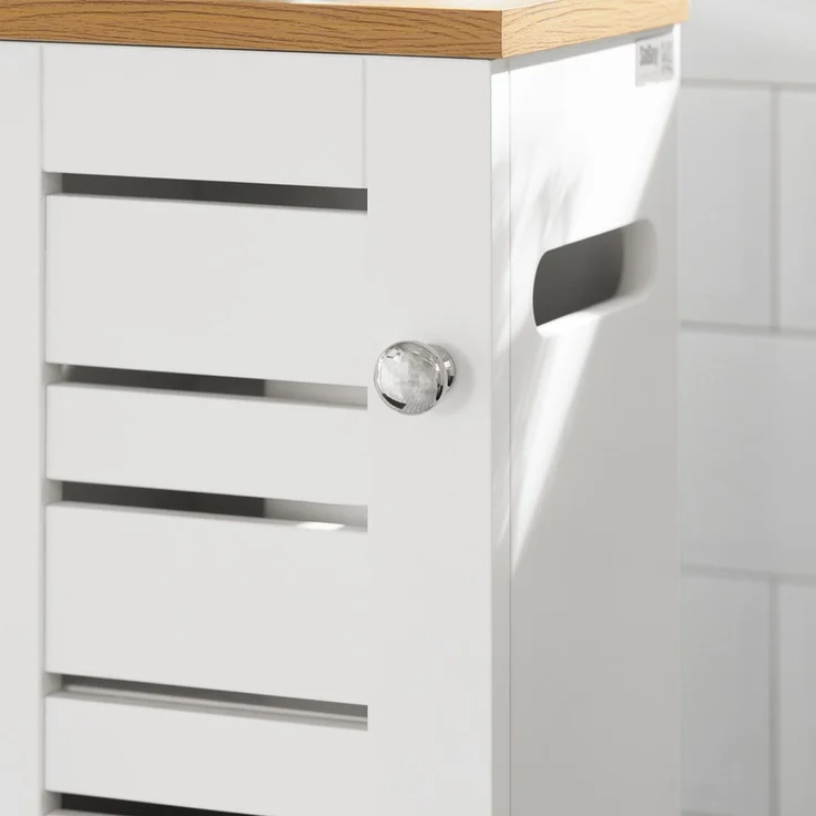 SoBuy BZR85-W Toilettenschrank mit Toilettenpapierhalter, MDF, Lackiert, Weiß, 20 x 75 x 18 cm – Bild 8