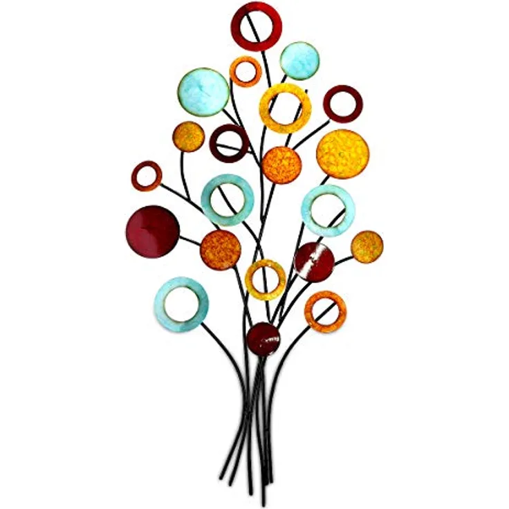 GILDE Wanddeko Metallbild Baum, 3D Wandbild in Schwarz-Rot-Gelb, 97 x 51 cm, moderne Deko für Wohnzimmer und Büro