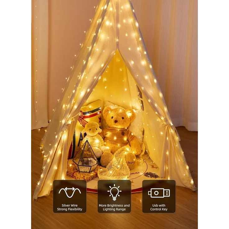 Athlix LED-Lichtervorhang LED Vorhang Lichterkette wasserdicht Weihnachten Fernbedienung, 3m breit - bis zu 3m lang, Innen und Außen
