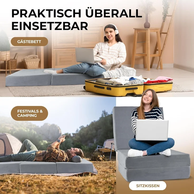 Klappmatratze Gästebett Visco, Herlag, 14 cm hoch, (verschiedene Größen), Memory Foam – Bild 7