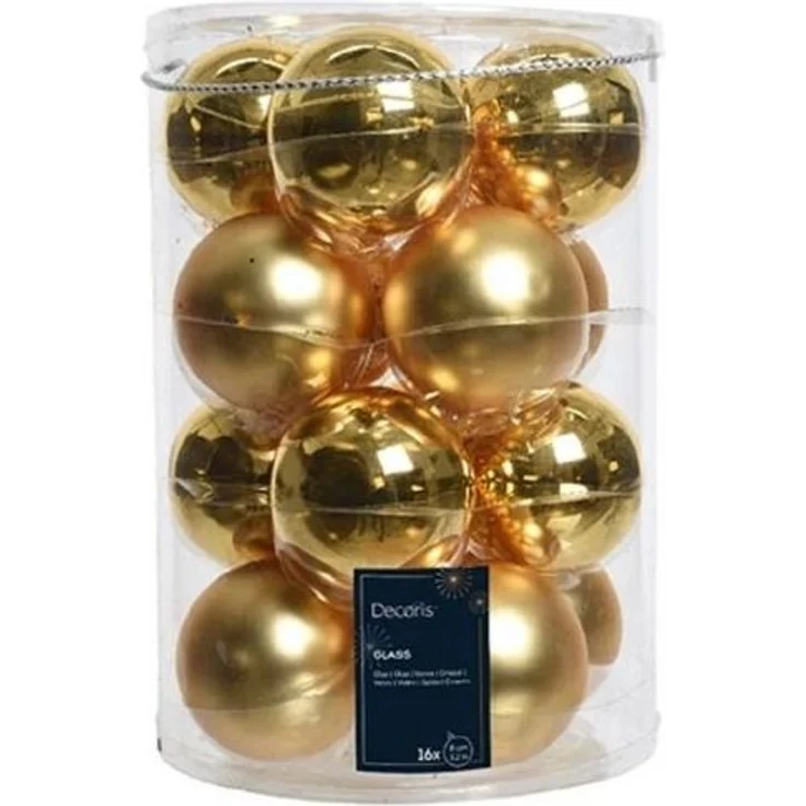 Kaemingk Weihnachtsbaumkugel Weihnachtsbaumkugeln Glas Ø 8 cm hell gold matt/glänzend 16 Stück – Bild 2