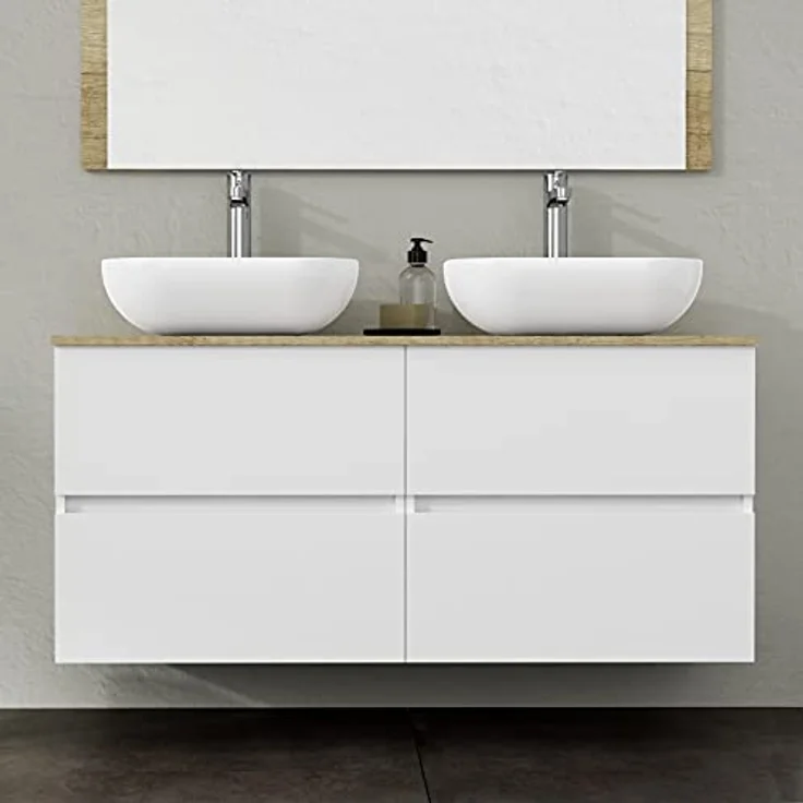 Baikal Badezimmermöbel-Set Duo, inkl. Waschbecken, Wandmontage, mit Keramikwaschbecken, Verschiedene Ausführungen und Maße, montiert. – Bild 4