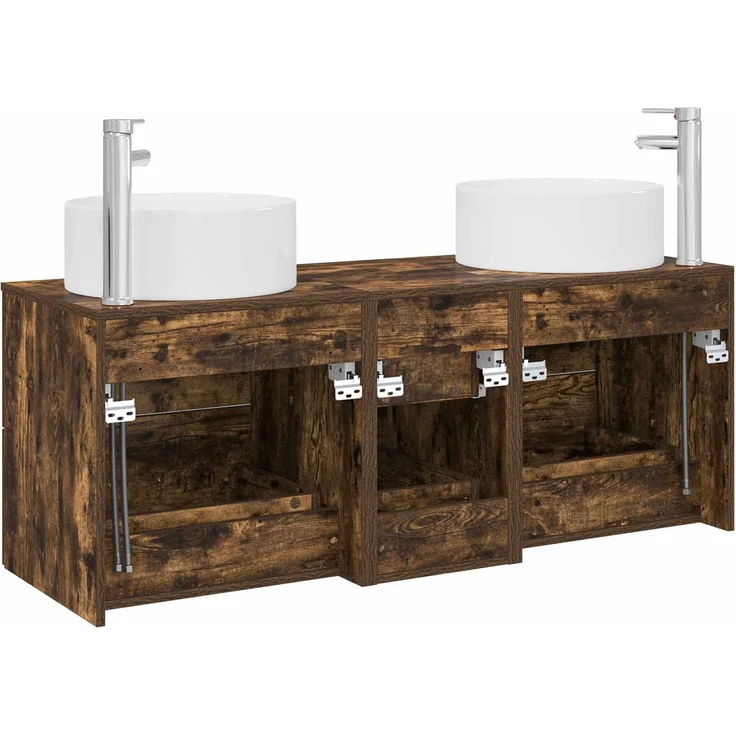 vidaXL Badezimmerschrank-Set 3 stk. Geräucherte Eiche 3405959 – Bild 7