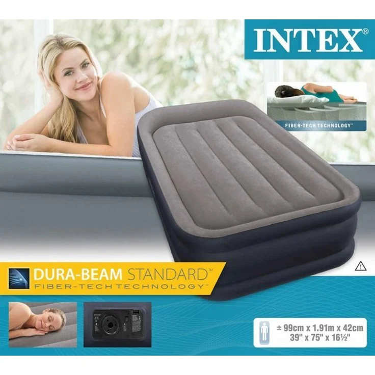 Intex Luftbett INTEX Luftbett Gästebett Lutmatratze inkl. Pumpe, (Fiber-tech) – Bild 2
