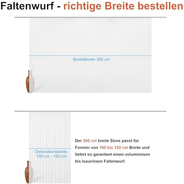 Foxx Vorhang mit Kräuselband für Schienen, transparente Moderne XXL Gardinen, Schiebegardinen Langstore Voile mit eingenähtem Bleiband – Bild 5