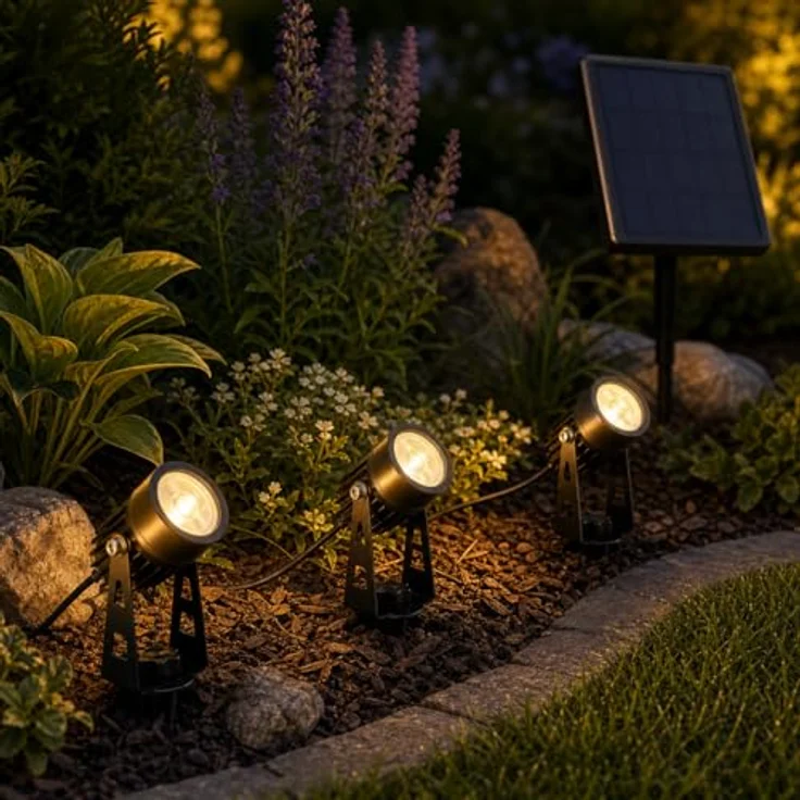 BOLD Solar-Strahler Garten 2er-Set - LED Solarleuchten Außen, Warmweiß – Bild 6