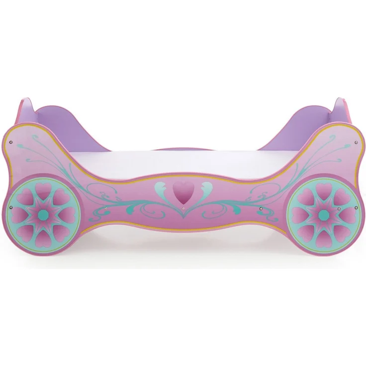 Begabino Autobett Kinderbett Prinzessin Kutsche Lila mit Matratze, Lattenrost 90x200 cm – Bild 1