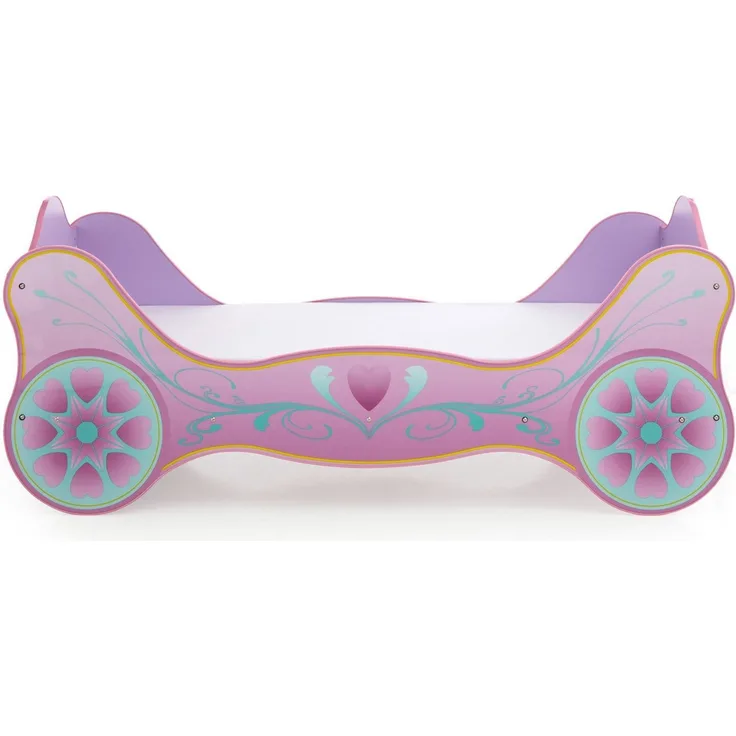 Begabino Autobett Kinderbett Prinzessin Kutsche Lila mit Matratze, Lattenrost 90x200 cm