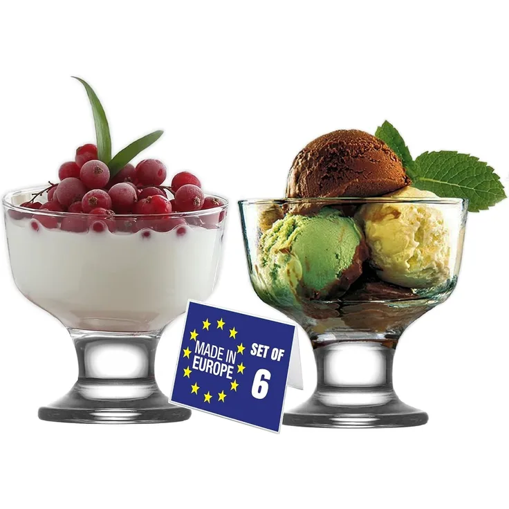 LAV Eisschale LAV Destina Eis- und Dessertschalen - 285 ml (9 3/4 oz), 6er Set, Glas, (Packung, 6-tlg), Elegantes Glasschalen für Desserts und Eis 6er-Set, 285 ml