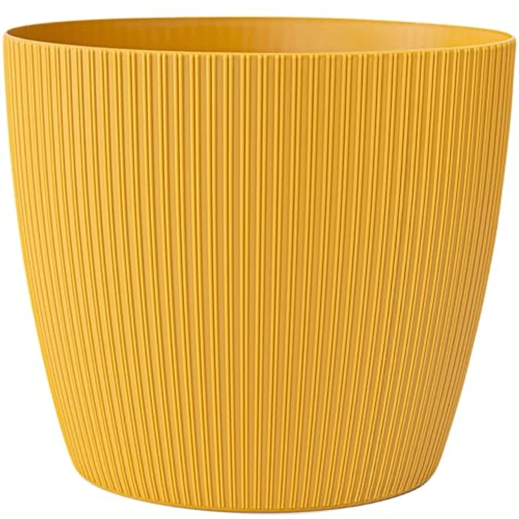 KONZEPT Blumentopf groß, gerillte Struktur 26/30cm, Übertöpfe für Zimmerpflanzen, aus Kunststoff ideal für Wohnzimmer, Küche und Balkon – Bild 2