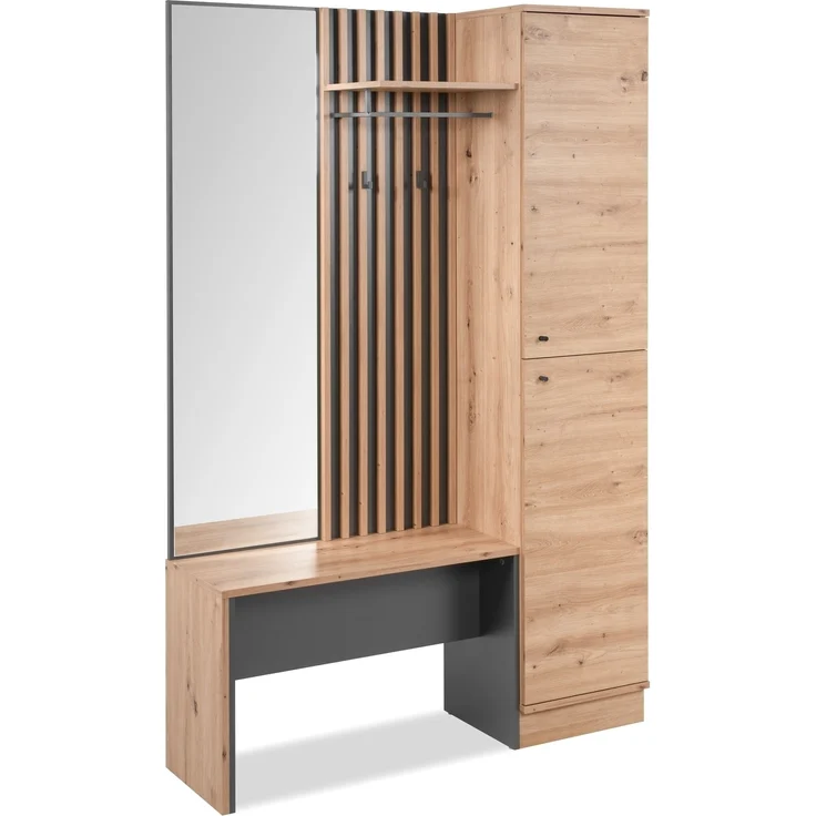 Kompaktgarderobe >Medan< in Dekor Artisan Oak / anthrazit - 122x190x37cm (BxHxT) – Bild 1