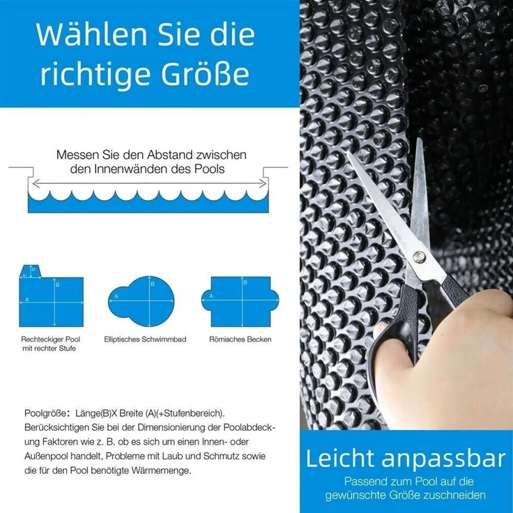 Solarfolie Solarheizung Abdeckplane Poolheizung Wärmeplane Schwarz 500cm – Bild 3