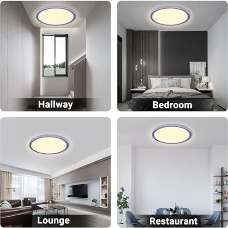 LQWELL® Deckenleuchte LED Deckenlampe, IP44 Wasserfest Badlampe Rund Flach 18W 3000K 1600LM Modern Schlicht Lampe Dünn für Wohnzimmer Badezimmer Schlafzimmer Küche Balkon Keller Büro, 220 * 24mm – Bild 7
