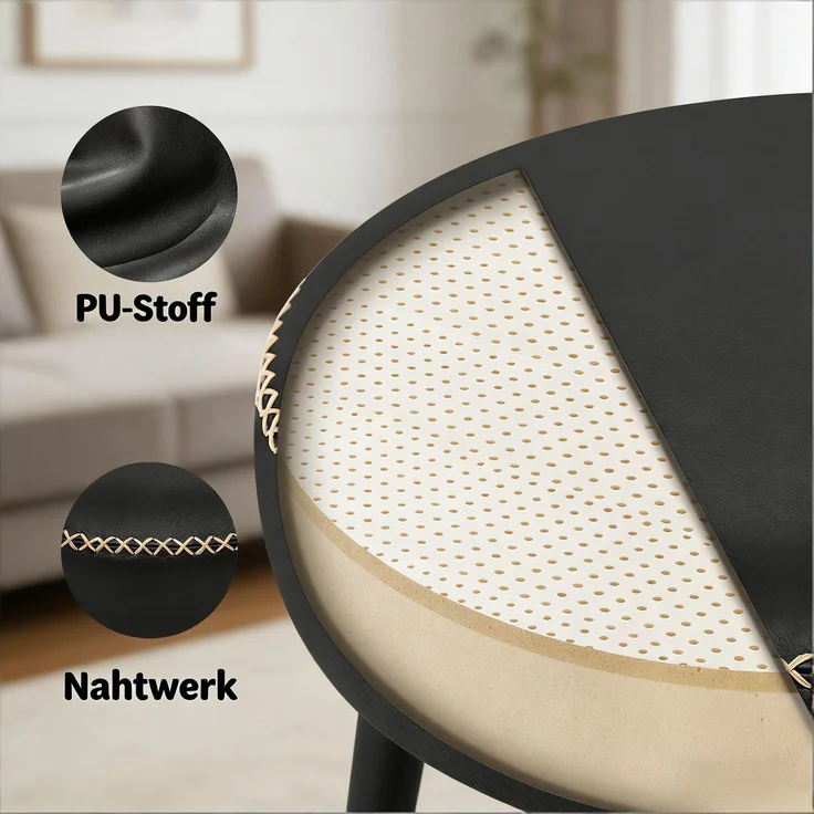 Bürostuhl,Drehbarer Bürostuhl,Bequem beweglicher Bürostuhl,Friseurstühle,Massagestühle,Barstühle(nur mit Bürostühlen)--Schwarz--49x49x58cm--YOUDENOVA – Bild 5